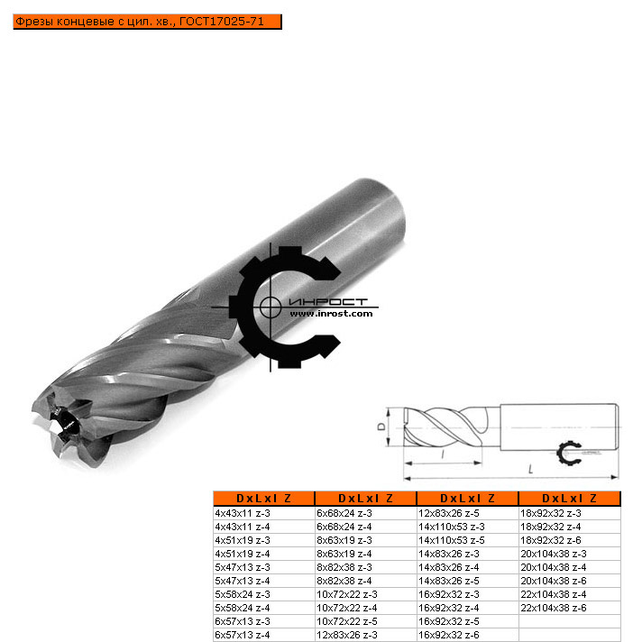 Фреза концевая ц.хв 12х83х26 z-5 Р9 (ИНРОСТ)