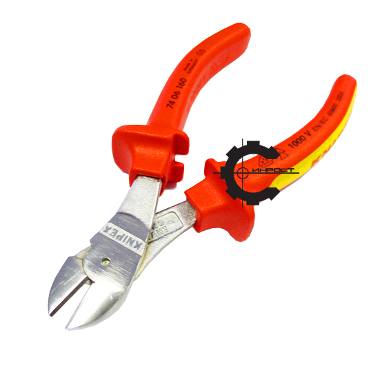 Кусачки боковые 160мм с изол.рукоят. сил. 1000В KN-7406160 (Knipex)